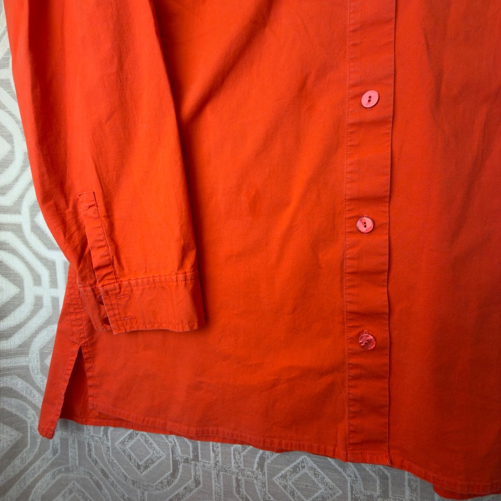 Eileen Fisher Women Orange Organic Cotton Stretch Button Down Shirt XL - Picture 3 of 7